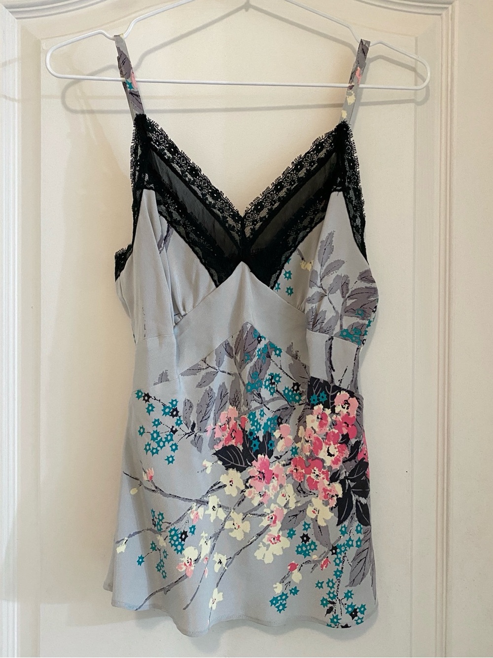 Vintage Y2K Trashy Diva by Candice Gwen floral print silk Camisole top size XS